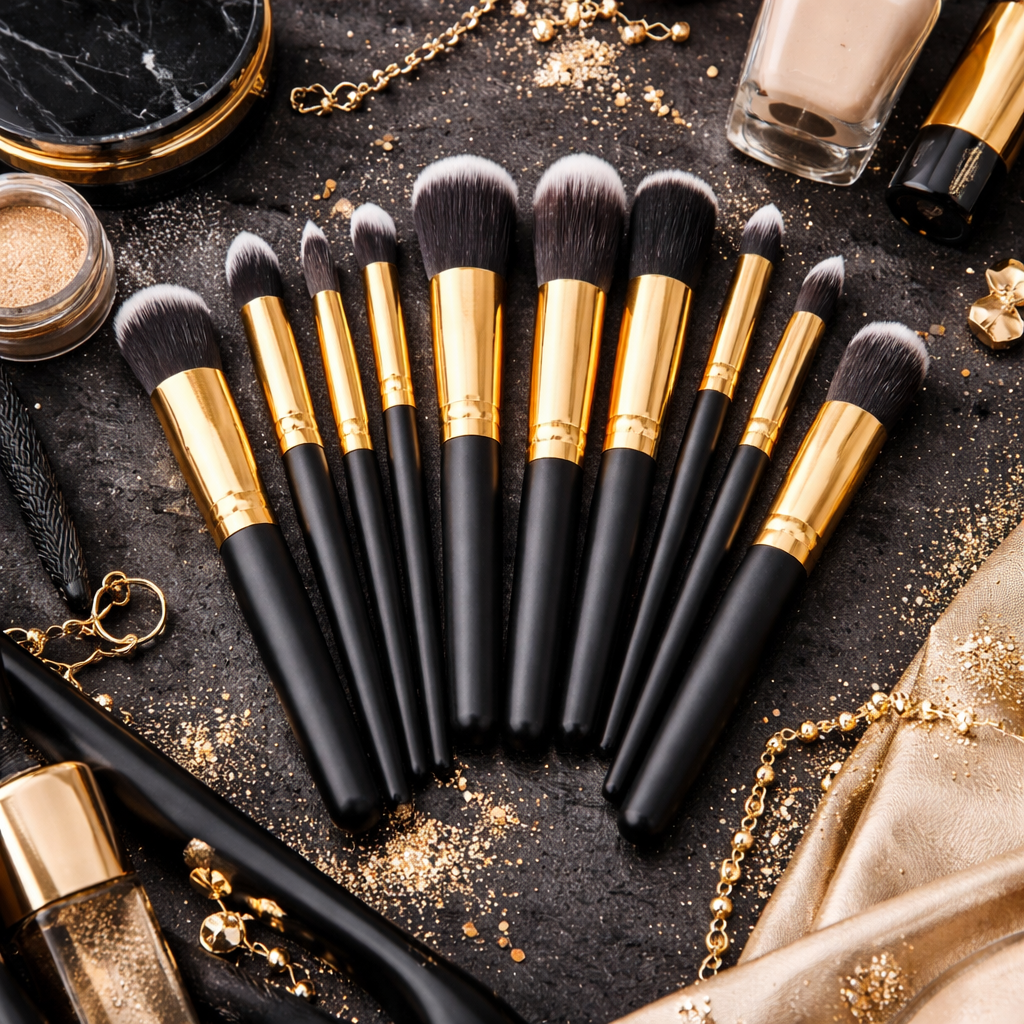 Lo de 5 Pièces - Kit de 10 Pinceaux, Complet Teint & Yeux - Kcosmetique