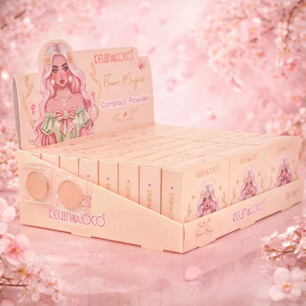 Lot de 24 pièces - Magic Spark Silky Powder Cake – Poudre Compacte Lissante & Matifiante – 4 Teintes - Kevin & Coco