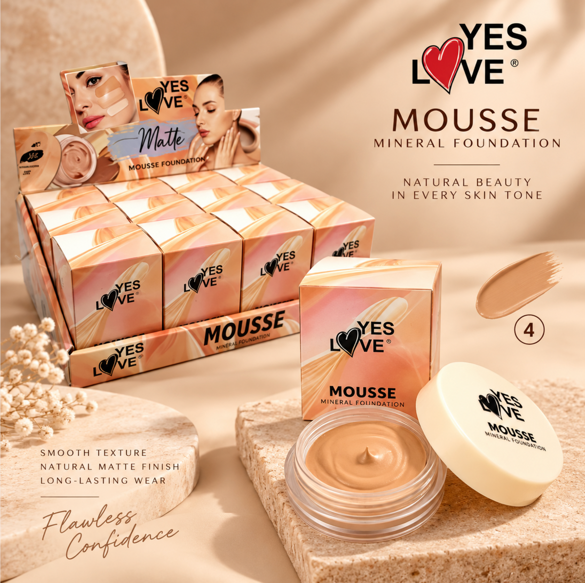 Lot de 12 - Fond de Teint Matte Mousse Ultra Couvrant - 2013/4- Yes Love