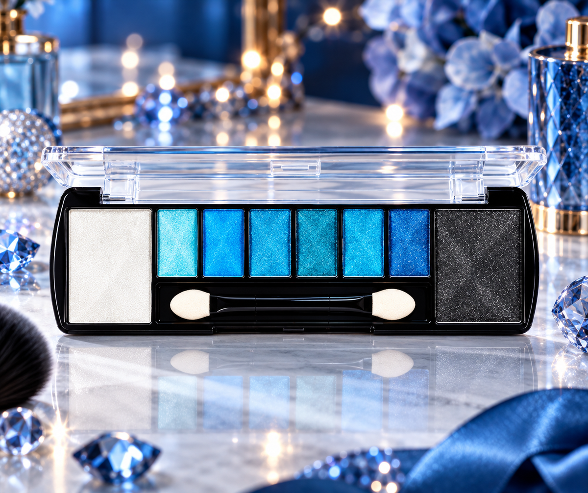Lot de 12 Pièces - Palette Fards à Paupières 8 Couleurs Space Bleu 11128 - D'Donna