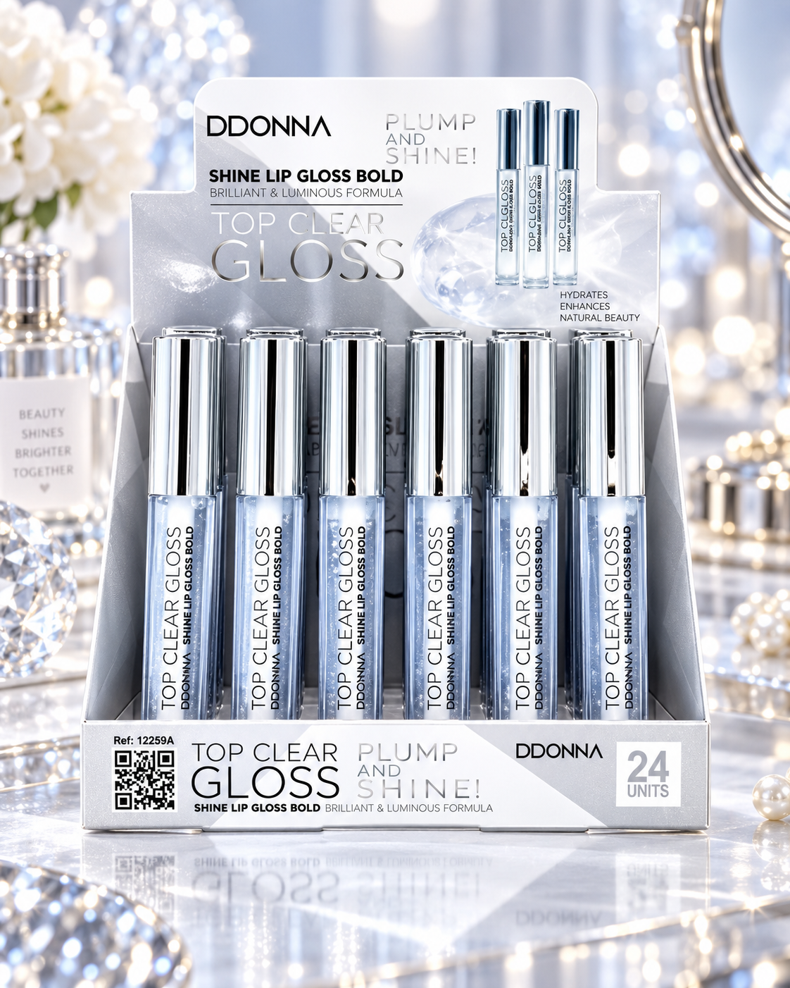 Lot de 24 pièces - Lipgloss Total Transparent Effet Shine - D'Donna