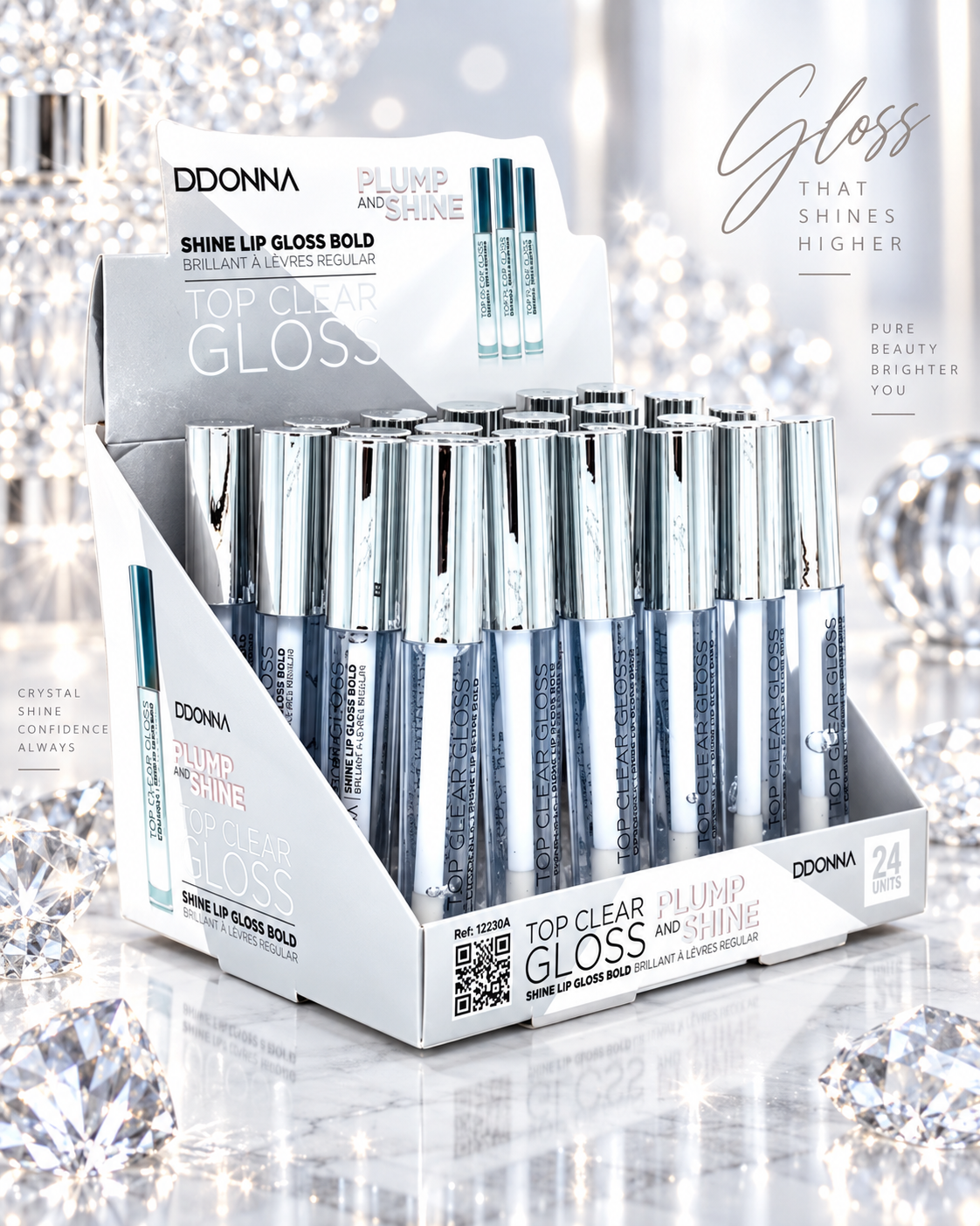 Lot de 24 pièces - Lipgloss Total Transparent Effet Shine - D'Donna