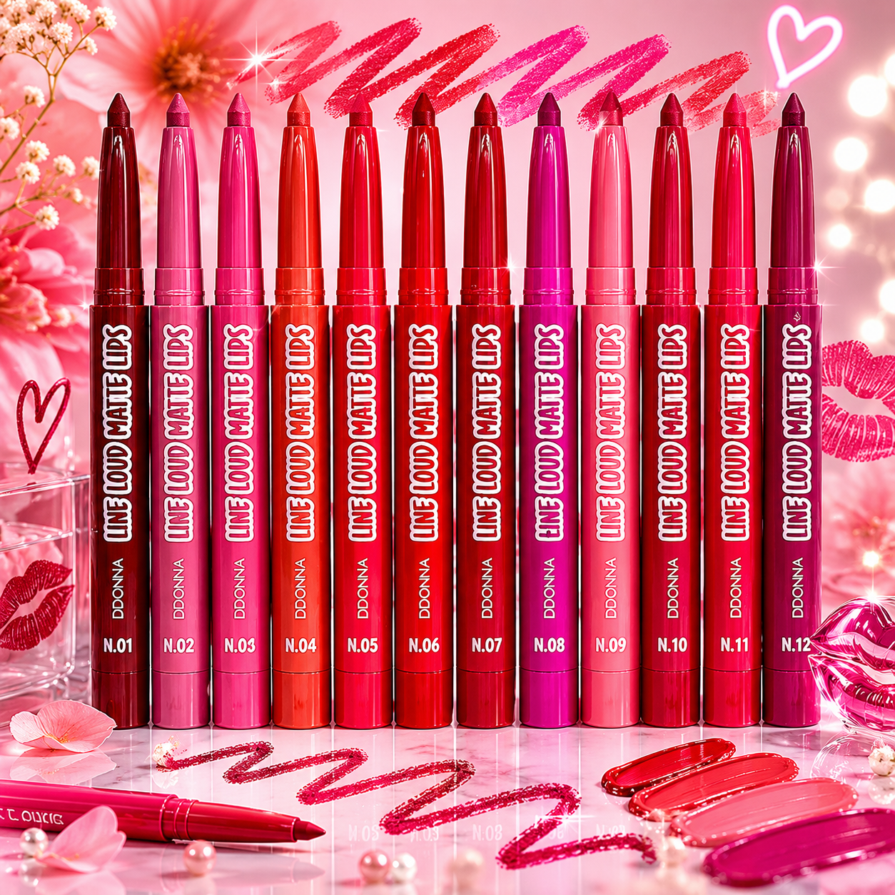 Lot de 72 Pièces - Lip Liner Lèvres Matte 12 Couleurs 11229B - D'Donna