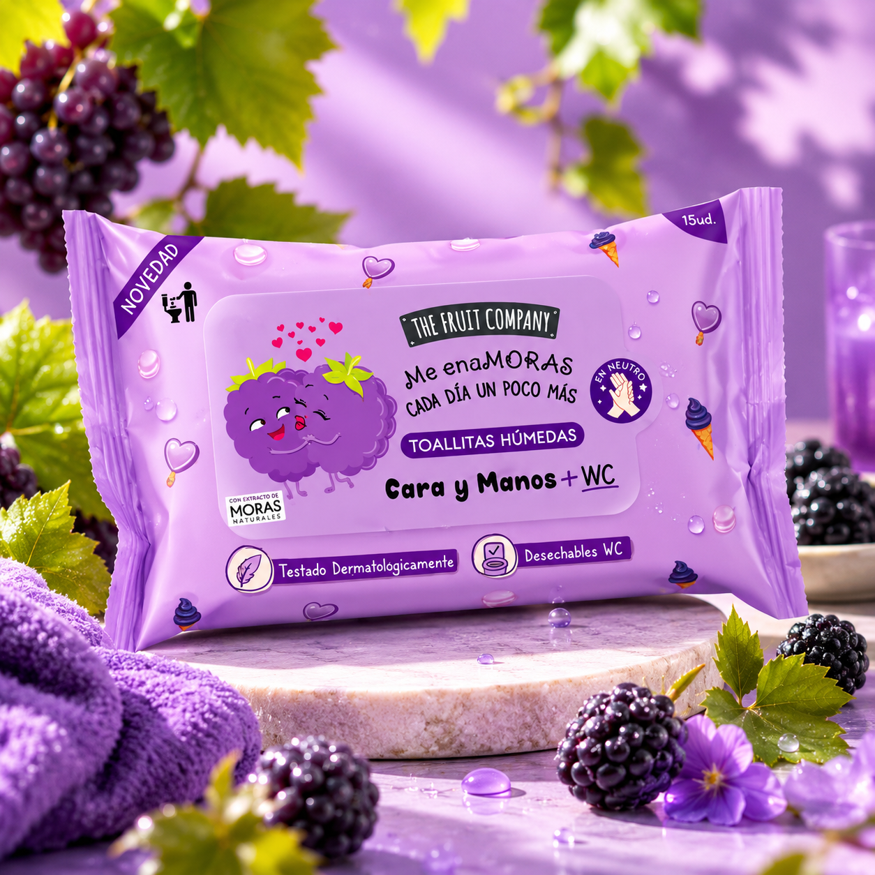 Pack of 12 - Blackberry Scent Multi-Purpose Wipes - The fruit company