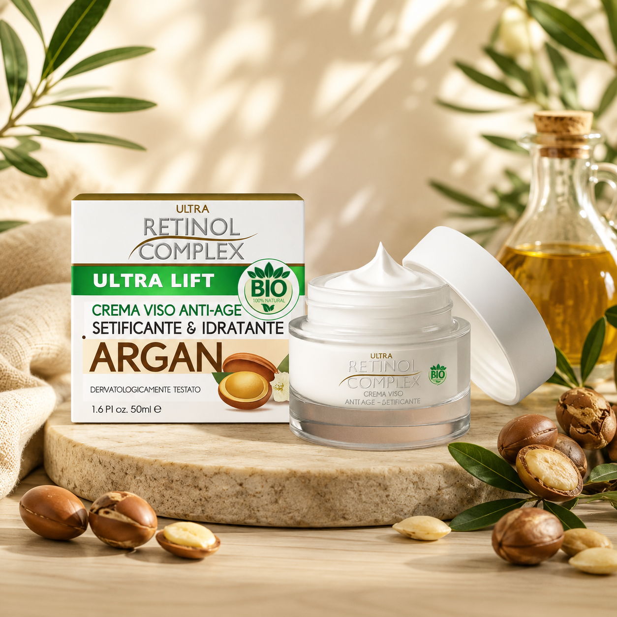 Lot de 6 Pièces - Crème pour le Visage Anti-Age a l'Argan Bio - Retinol Complex