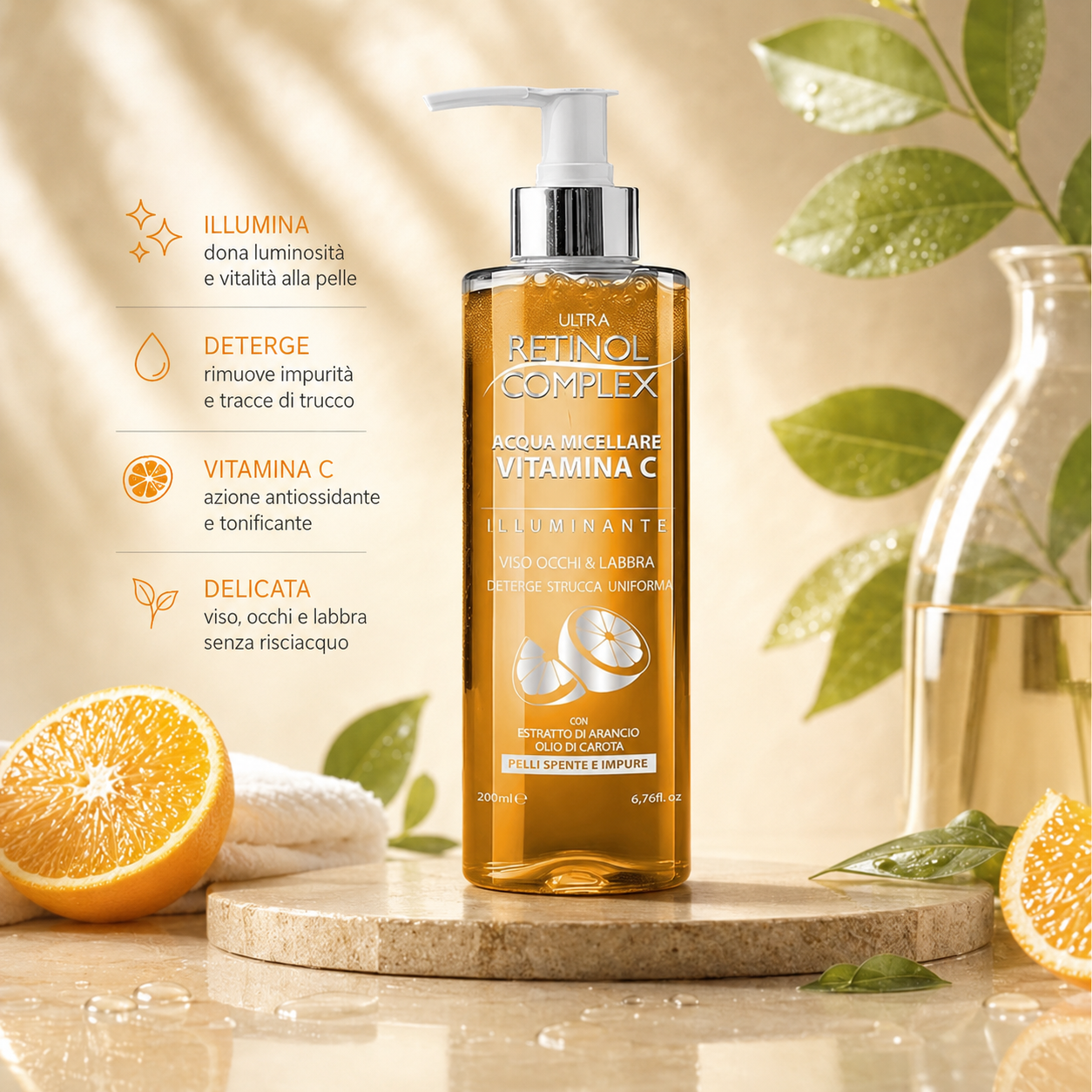 Vitamin C micellar water 200ml retinol complex 215