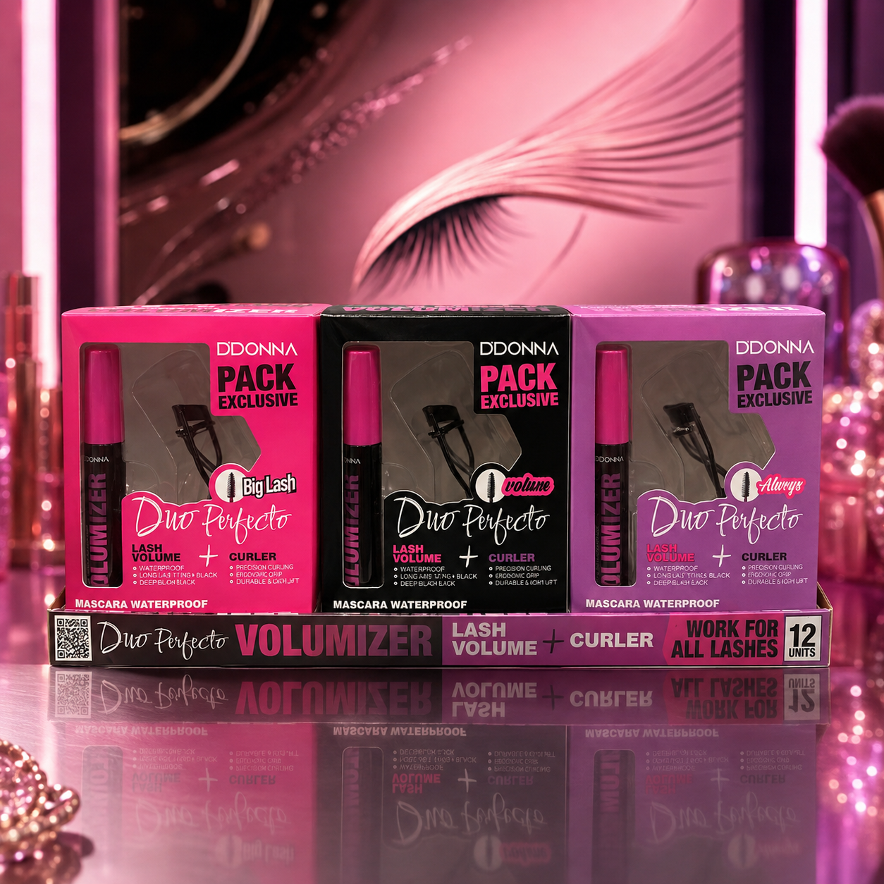 Lot de 12 Pièces - Mascara Volumizer + Recourbe Cils - D'donna