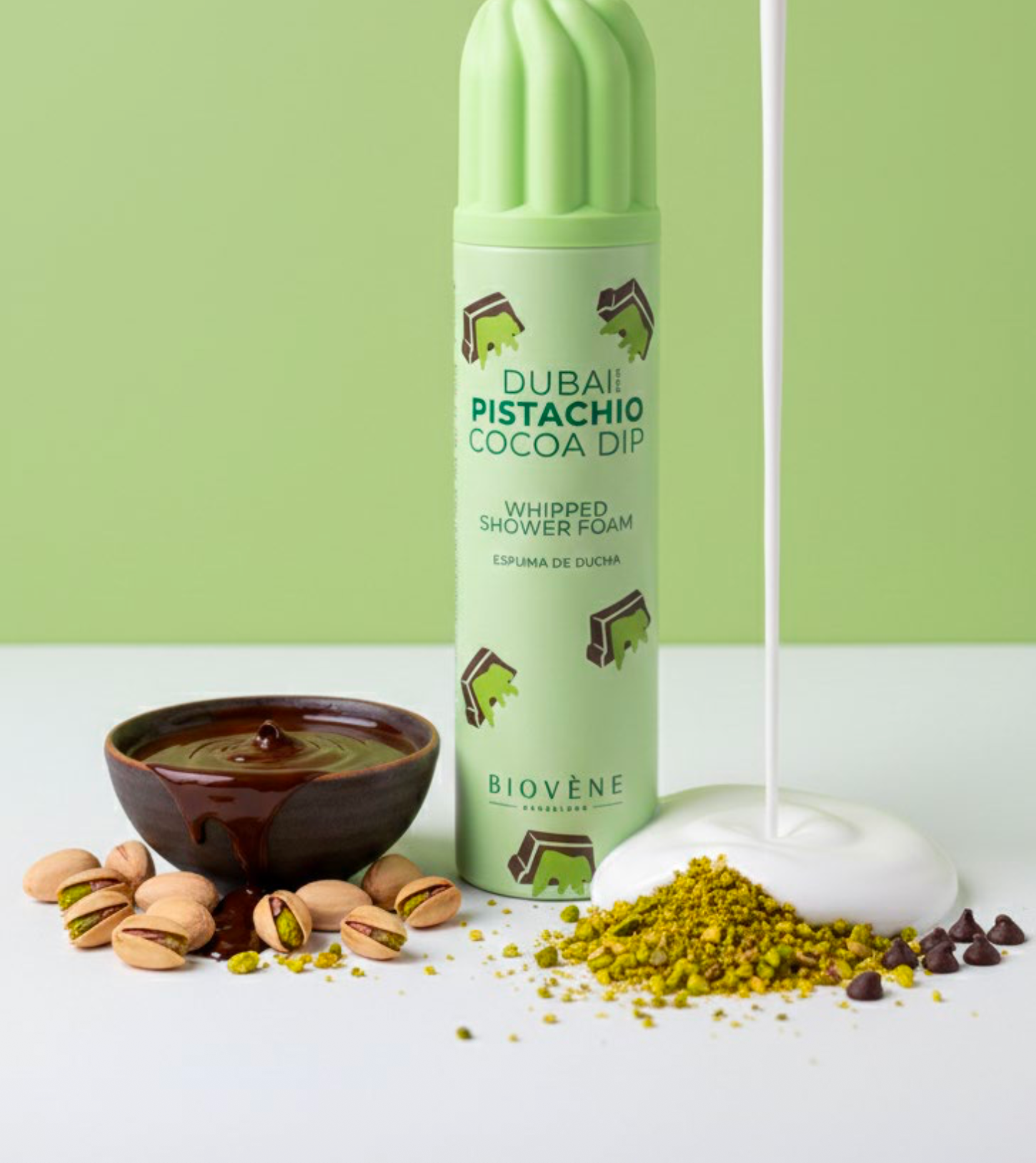 Lot de 6 Pièces - Mousse de Douche Dubai Pistachio Cocoa 250ml - Biovene Barcelona