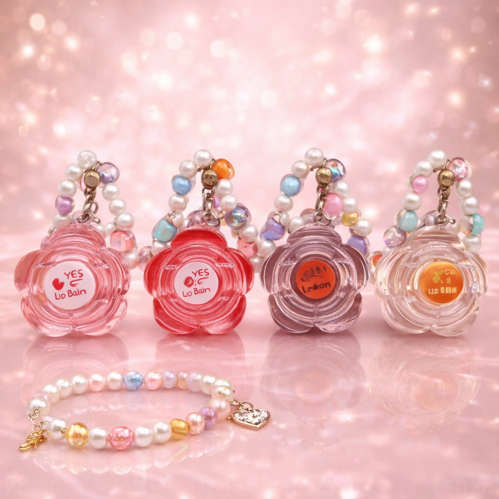 Lot de 24 Pièces - Baume à lèvres Fleur + Bracelet 4 Couleurs - Yes Love