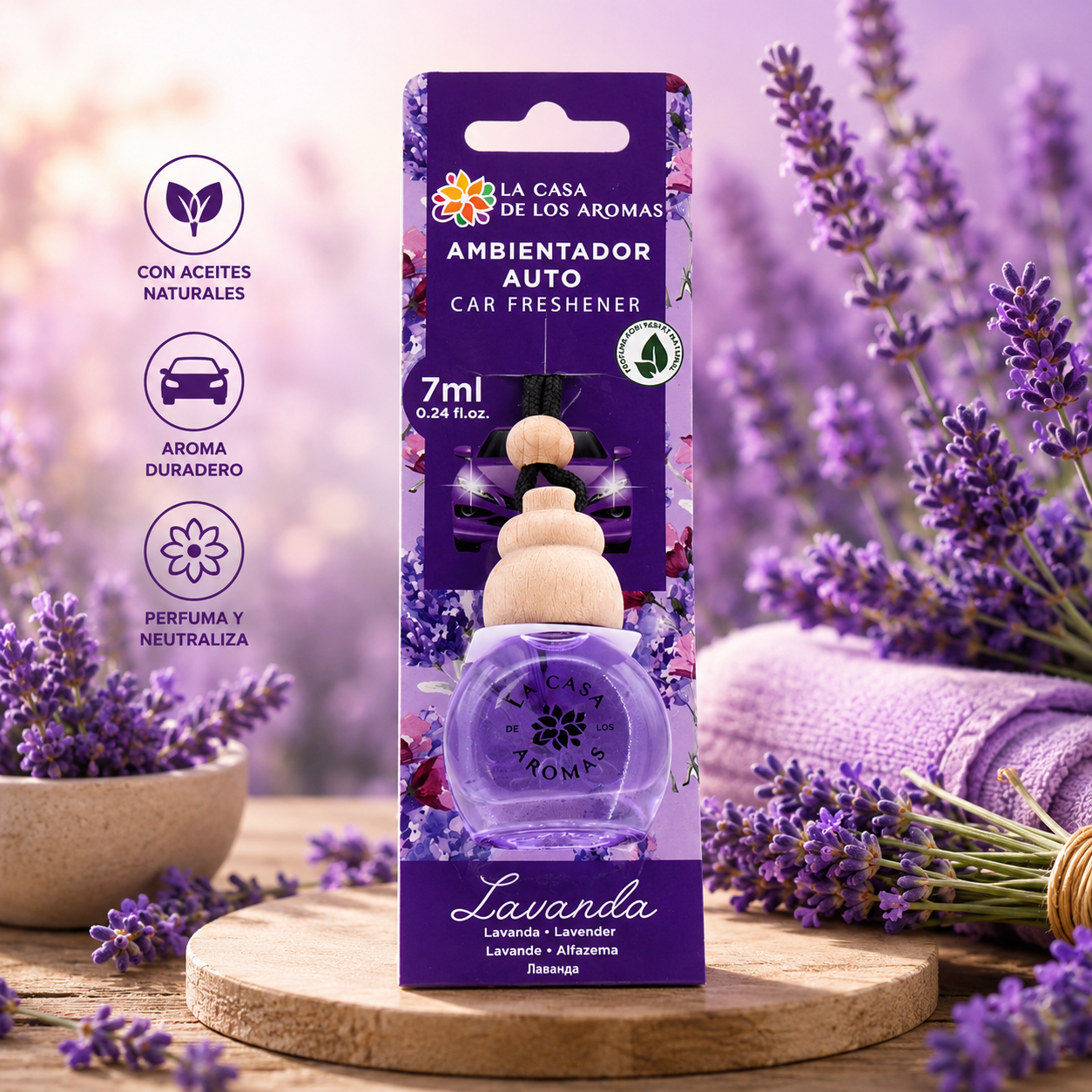 Lot de 14 Pièces - Désodorisant Auto Lavande 7 ml - La Casa De Los Aromas
