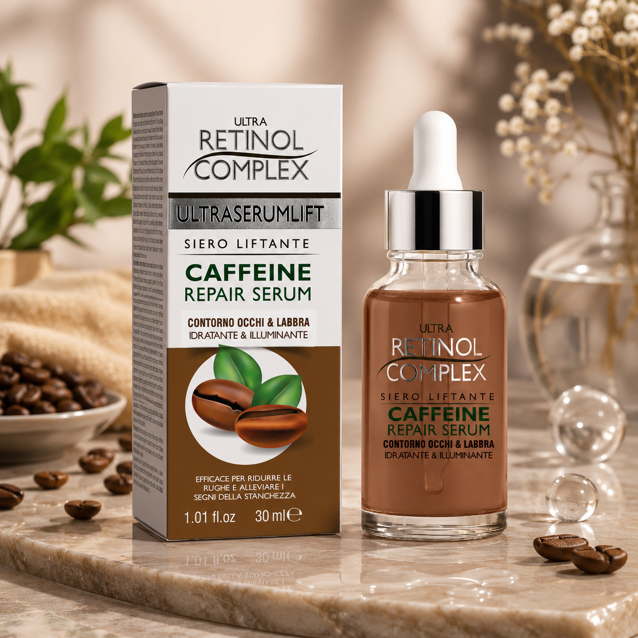 Lot de 6 Pièces - Sérum Visage au Café 30ml - Retinol Complex