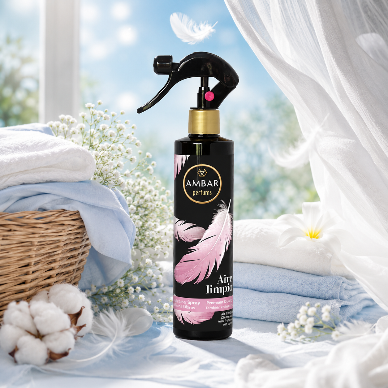 Lot de 6 Pièces - Spray Désodorisant d'Ambiance & Tissu Air Pur 280ML - Ambar