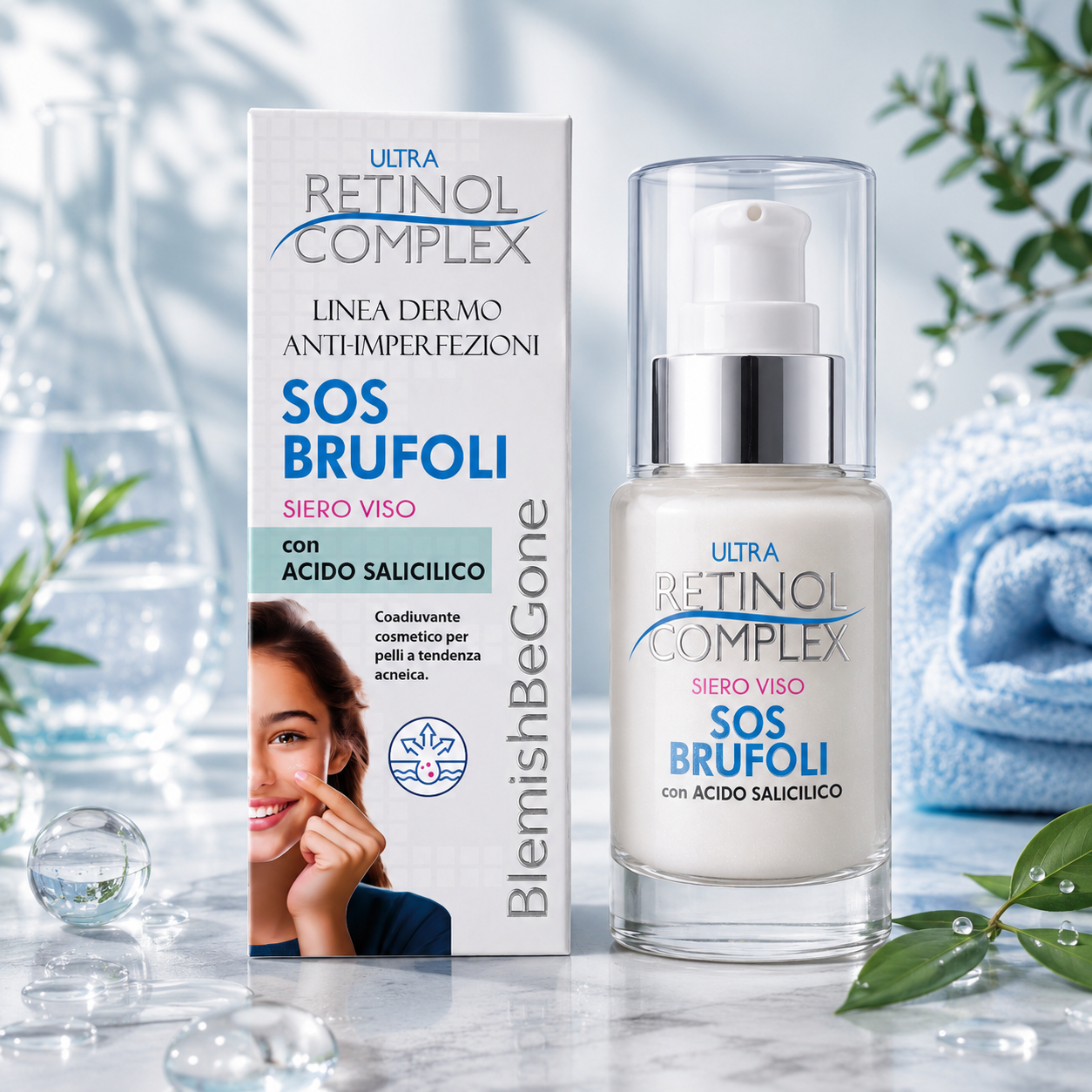 Lot de 6 Pièces - Sérum Visage SOS Boutons à l’Acide Salicylique - 30 ml - Retinol Complex