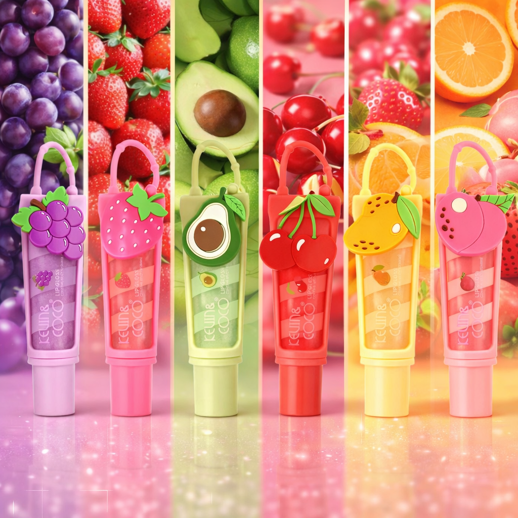 🍓 Lot de 36 Lip Gloss Fruit Time – Présentoir Fruits - Kevin & Coco