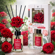 Set of 5 - Mikado Fragrance Diffuser "Agua Fresca" Rose Petals 75ml - Amber