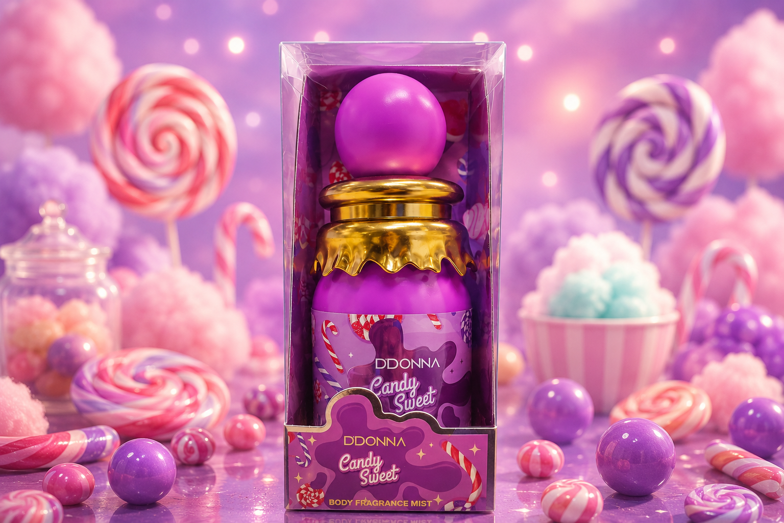 Lot de 6 Pièces - Brume Corps & Cheveux "Candy Sweet" 300ml - D'Donna