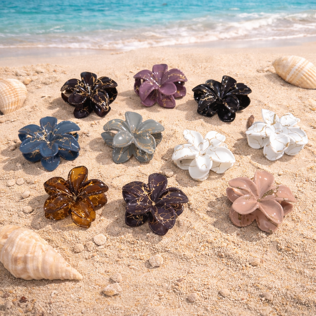 Lot de 12 Pièces - Pinces à Cheveux Fleur De Monoi - Monoi