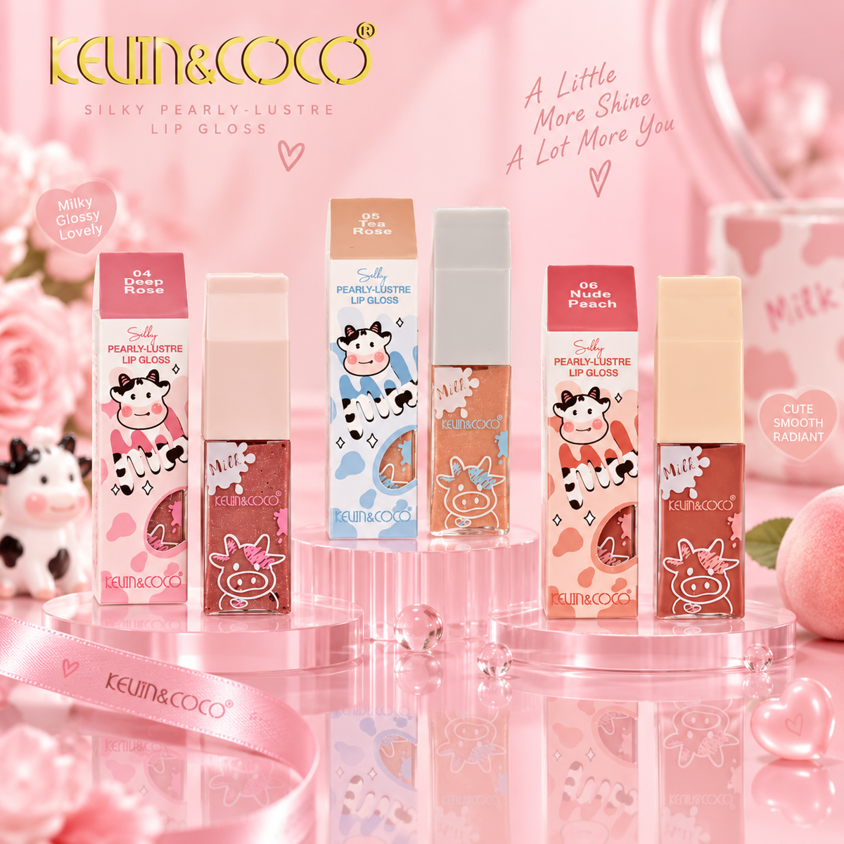 Lot de 24 Pièces - Gloss Pearly Lustre Lip Gloss 3 Couleurs - Kevin & Coco