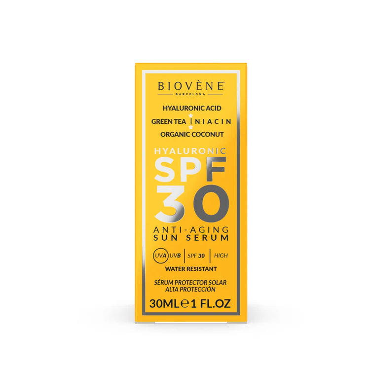 Lot de 6 Pièces - Sérum Solaire Visage SPF30 à L' Acide Hyaluronique  Anti-Âge 30 ml - Bioven Barcelona