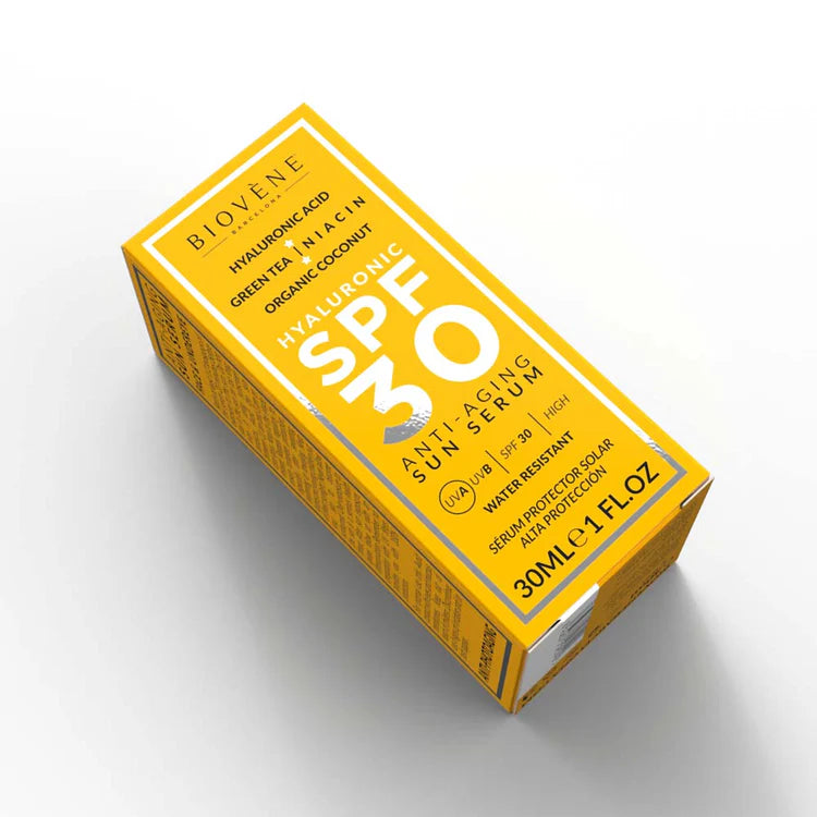 Lot de 6 Pièces - Sérum Solaire Visage SPF30 à L' Acide Hyaluronique  Anti-Âge 30 ml - Bioven Barcelona
