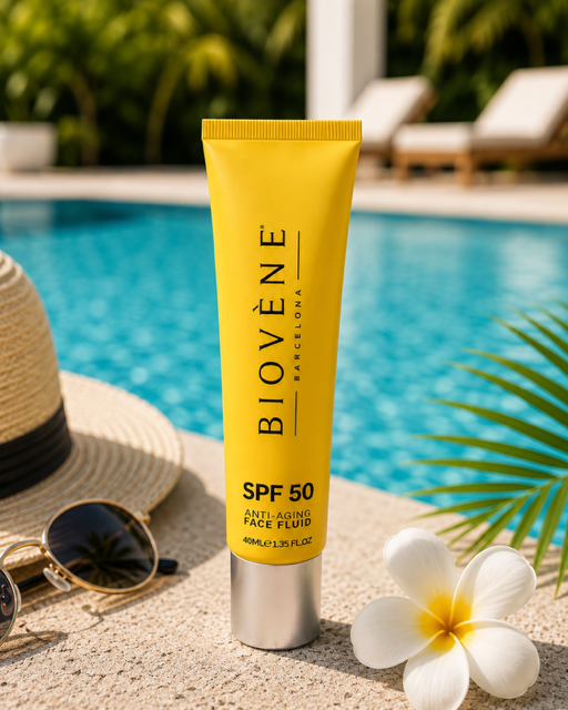 Lot de 6 Pièces - Fluide Solaire Visage SPF 50 Anti-Âge à L'Acide Hyaluronique 40ml - Biovene Barcelona