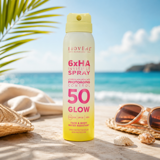 Lot de 6 Pièces - Spray Solaire Invisible SPF50 Glow 6xHA Visage & Corps 100ml - Biovène Barcelona