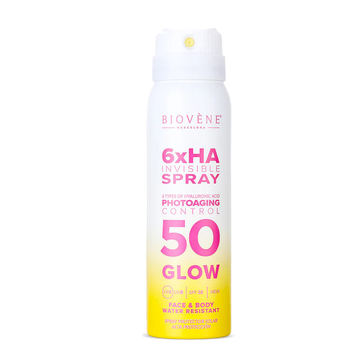 Lot de 6 Pièces - Spray Solaire Invisible SPF50 Glow 6xHA Visage & Corps 100ml - Biovène Barcelona