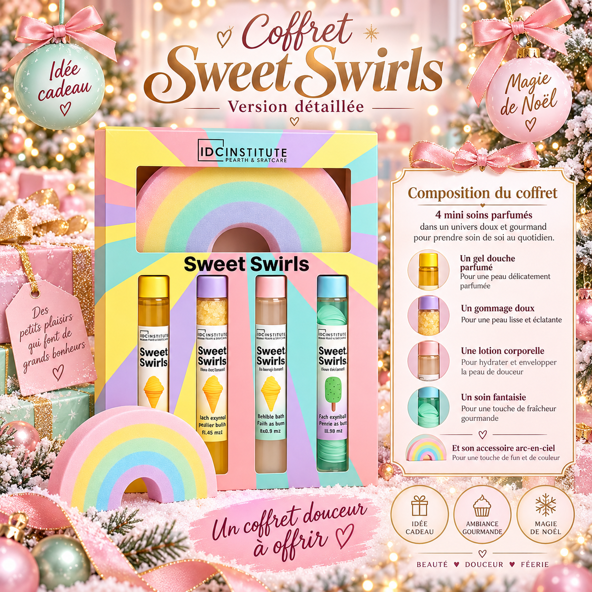 Set of 3 - Sweet Swirls Bath Gift Set 5 pieces - Idc Institute - 42161