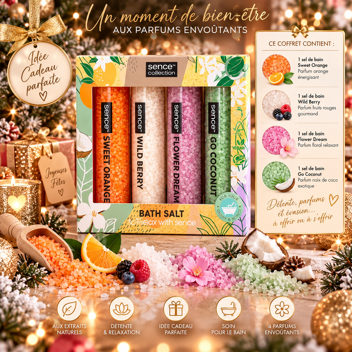 Set of 6 gift sets - Bath salt gift set 4 x 75g - Sence
