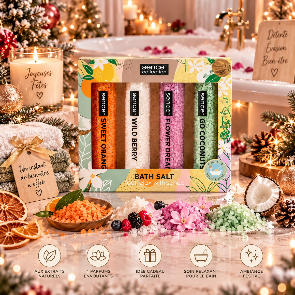 Set of 6 gift sets - Bath salt gift set 4 x 75g - Sence