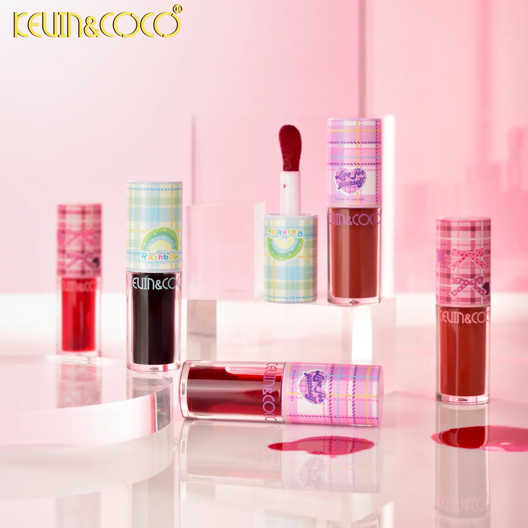 Lot de 12 Pièces - Lip Gloss Plaid Coffee 3 Couleurs - Kevin & Coco