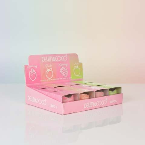 Lot de 12 pièces - Baume à Lèvres Fruit Nourrissant 4 Parfums - Kevin & Coco