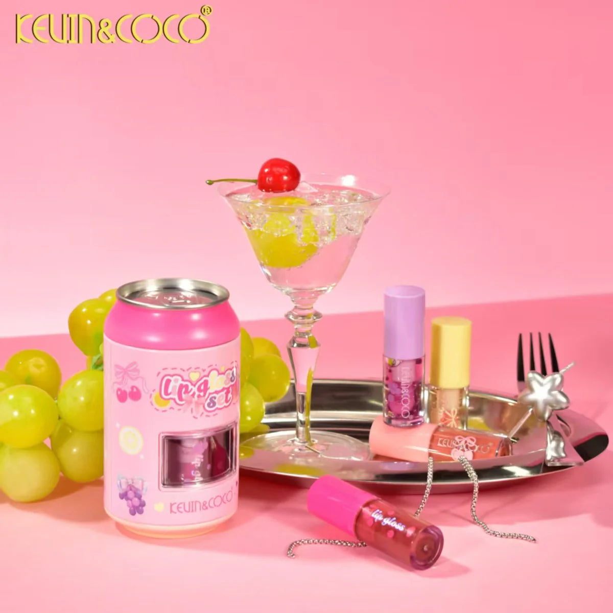 Set of 12 pieces - Fruit Satin Lip Gloss Can Gift Set - Kevin & Coco