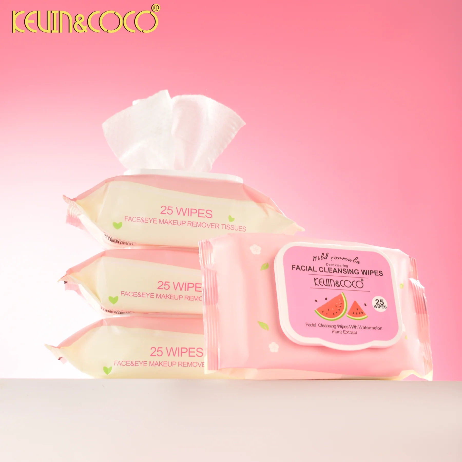 Pack of 12 - Watermelon Scented Cleansing Wipes - Kevin & Coco