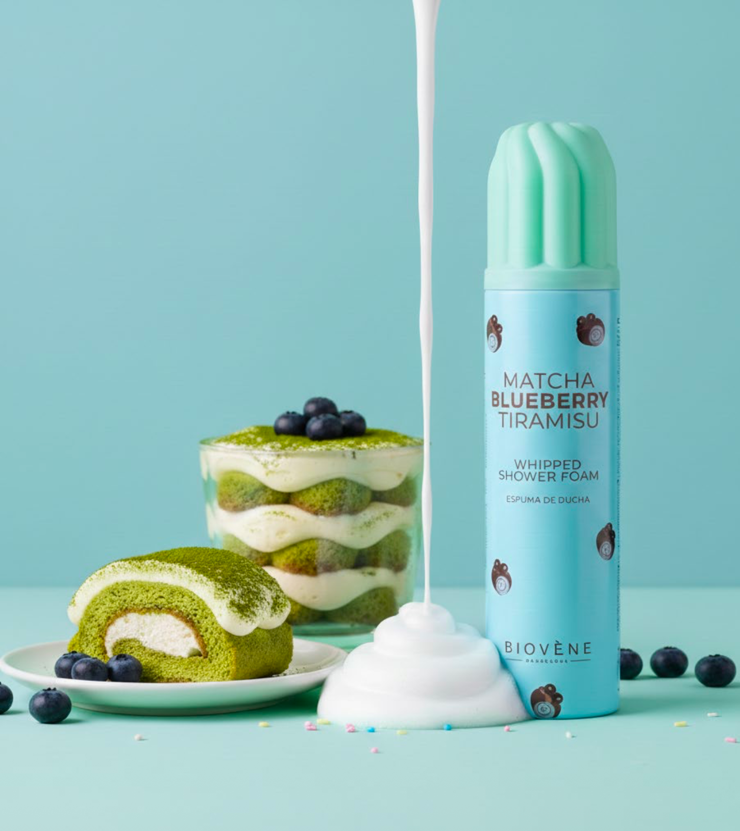 Lot de 6 Pièces - Mousse de Douche Matcha Blueberry Tiramisu 250ml - Biovene Barcelona