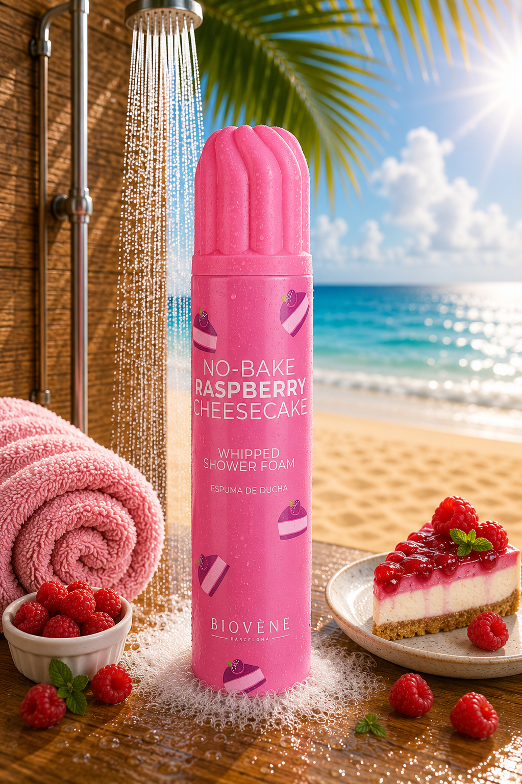 Lot de 6 Pièces - Mousse de Douche No Bake Raspberry Cheescake 250ml - Biovene Barcelona