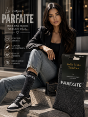 Lot De 5 Pièces - Paires De Chaussettes Fun "PARFAITE" Noires - Jolis Mots Tendres