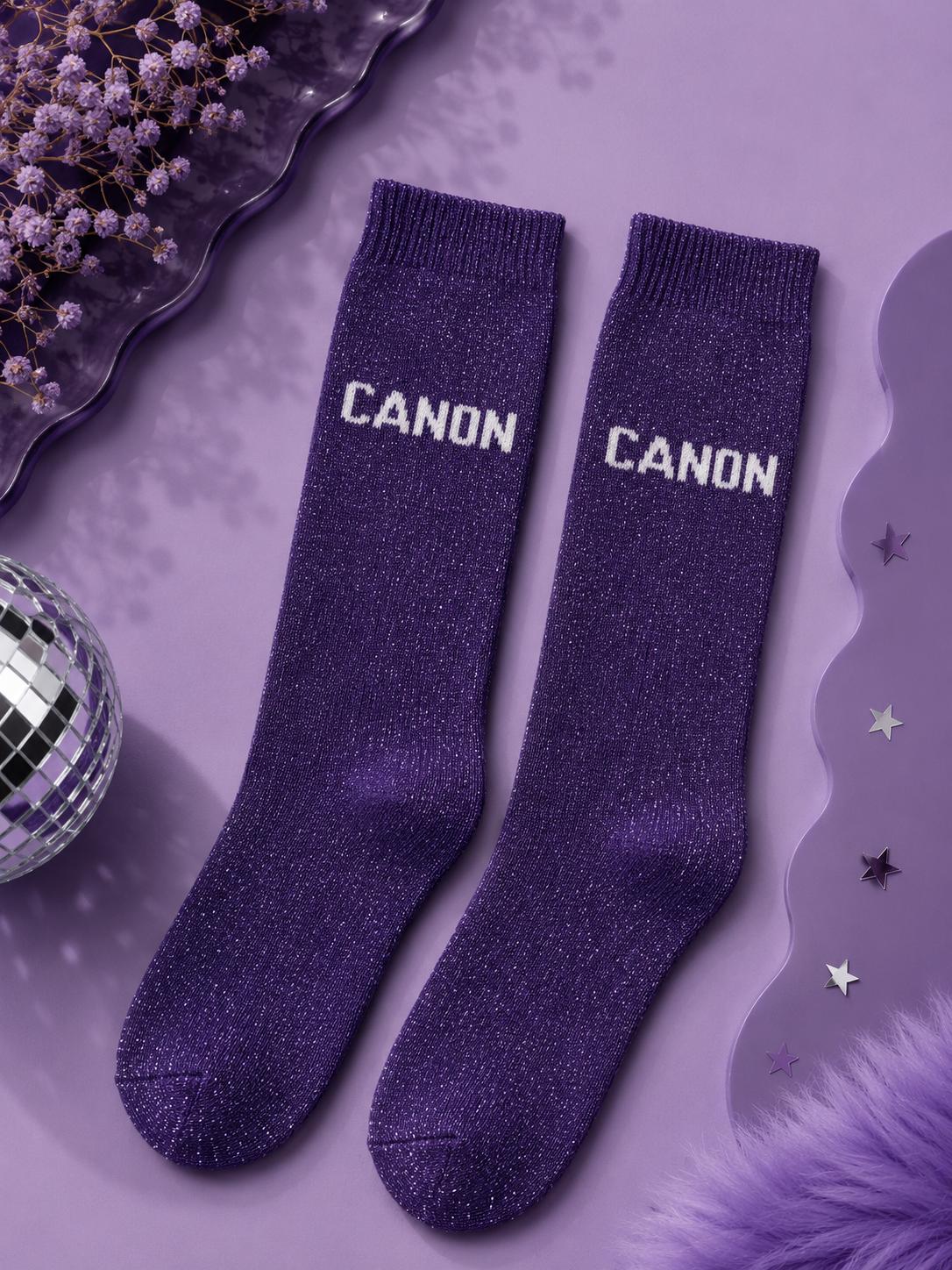 Lot de 5 Pièces - Paire de Chaussettes Fun "CANON" Violet - Jolis Mots Tendres