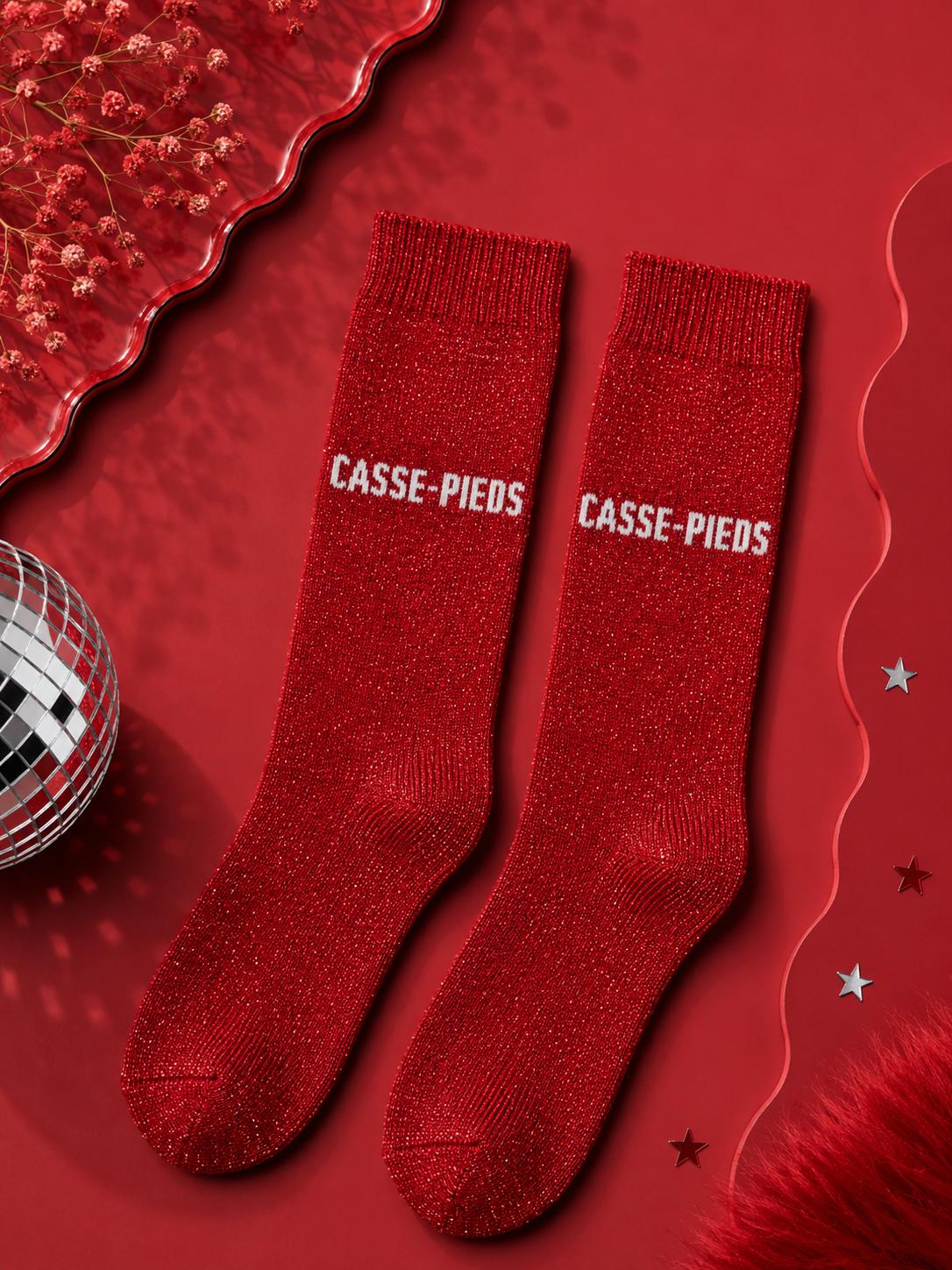 Lot de 5 Pièces - Paire de Chaussettes Fun "CASSE-PIEDS" Rouge - Jolis Mots Tendres