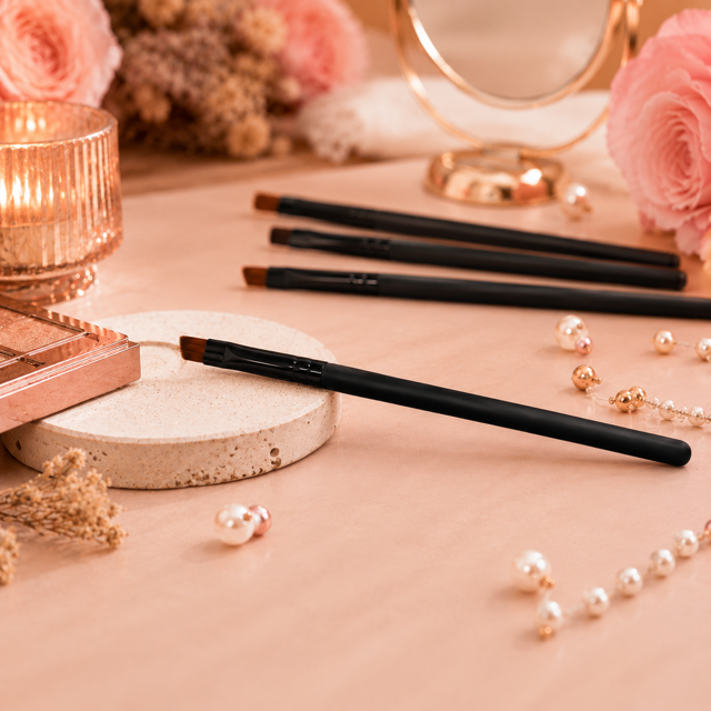 Lot de 12 - Pinceau Biseauté Professionnel pour Sourcils et Yeux