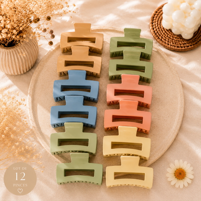Lot de 12 - Pinces à Cheveux Design Coloré