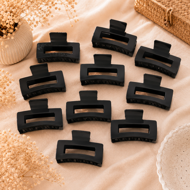 Lot de 12 - Pinces à Cheveux Noires Rectangulaires