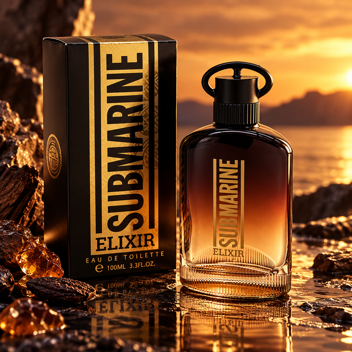 Lot de 6 Pièces - Eau de Toilette Submarine Elixir 100ml Pour Homme - Real Time
