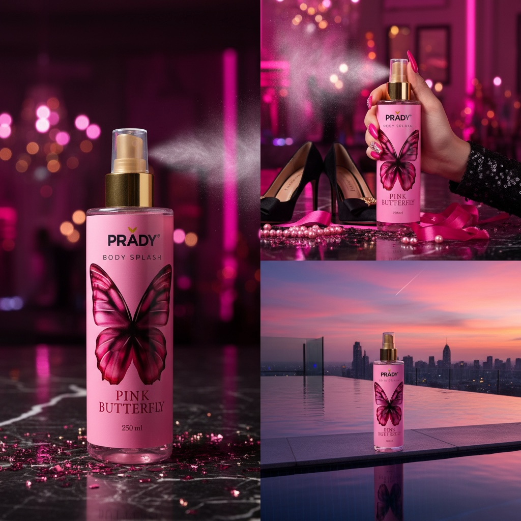 Lot de 6 - Brumes Corps et Cheveux Pink Butterfly 250ml - Prady