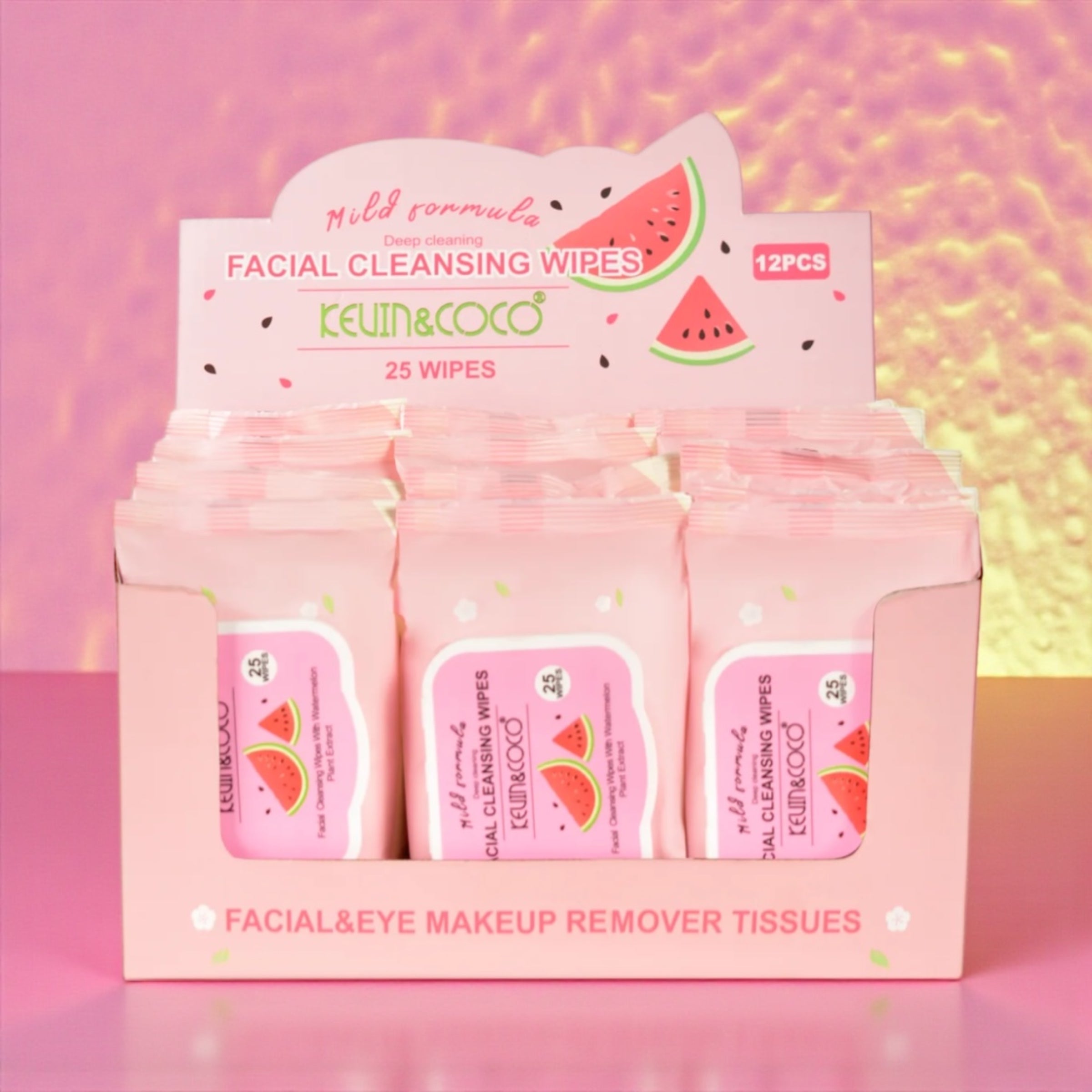 Lot de 12 - Lingettes nettoyantes Parfum Pastèque - Kevin & Coco