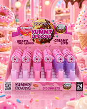 Lot de 24 Pièces - Yummy Lipgloss Donuts – Gloss à Lèvres Kawaii – 6 Couleurs – D'Donna