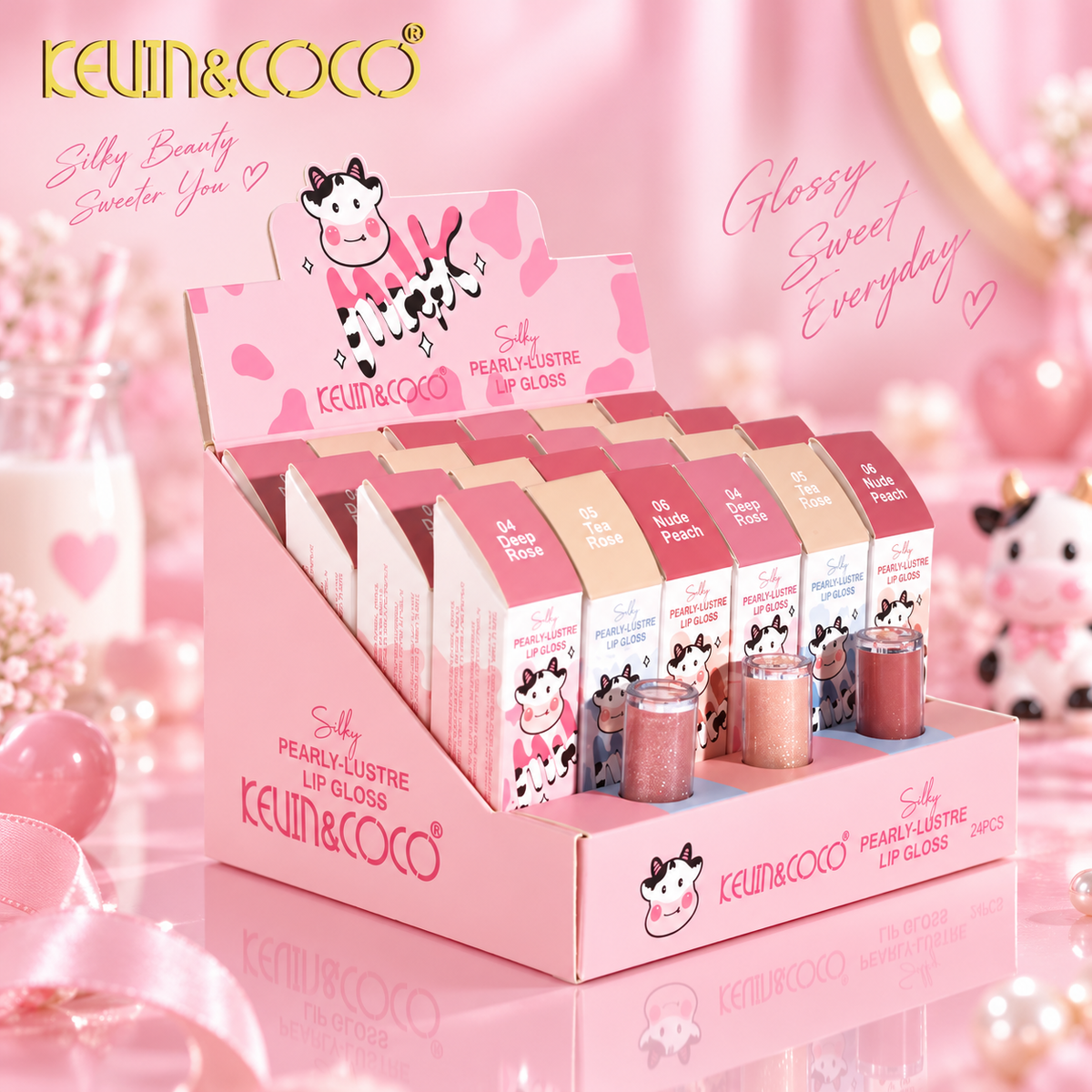 Lot de 24 Pièces - Gloss Pearly Lustre Lip Gloss 3 Couleurs - Kevin & Coco