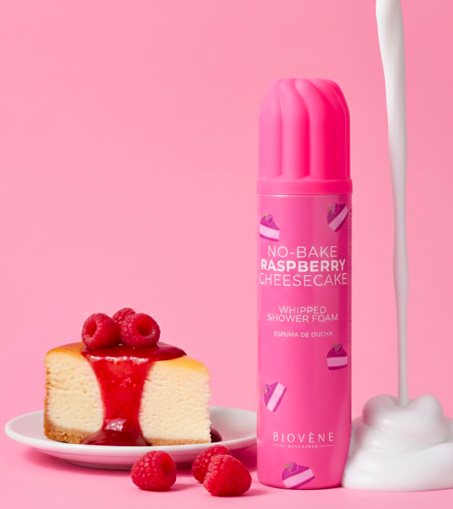 Lot de 6 Pièces - Mousse de Douche No Bake Raspberry Cheescake 250ml - Biovene Barcelona