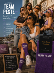 Lot de 5 Pièces - Paire de Chaussette Fun "TEAM PESTE" Violette - Jolis Mots Tendres