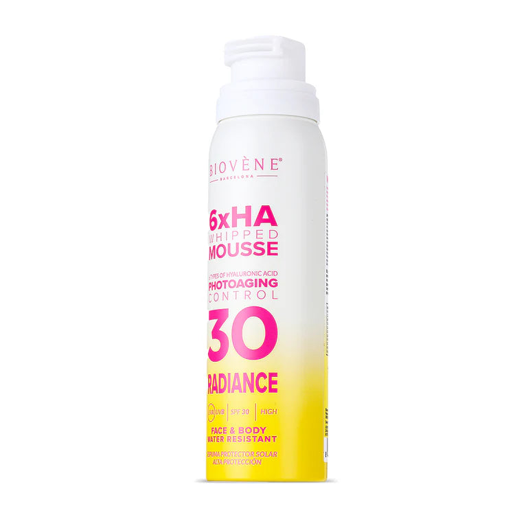 Lot de 6 Pièces - Mousse Solaire SPF30 Radiance 6xHA Visage & Corps 100 ml - Biovene Barcelona